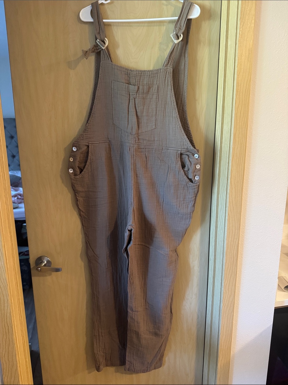 The Normal Brand Taupe Brown Cotton Gauze Overalls